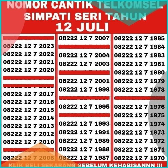 Nomor Nomer No Cantik Kartu Telkomsel Simpati Seri Tahun Lahir 4G 5G 0