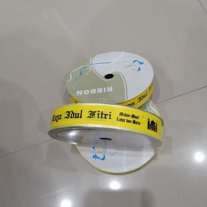 

Mubarak| Pita Lebaran/Pita Selamat Hari Raya Idul Fitri Warna Kuning 2cm x 14M