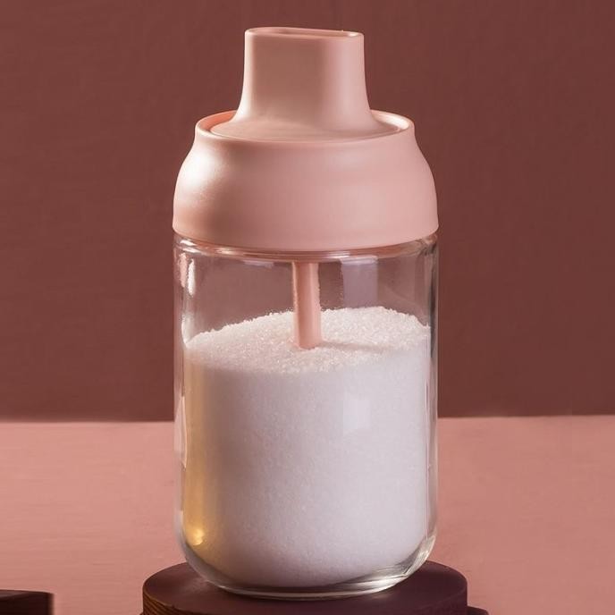 Botol Gelas Tempat Minyak Bumbu Garam Termasuk Sendok