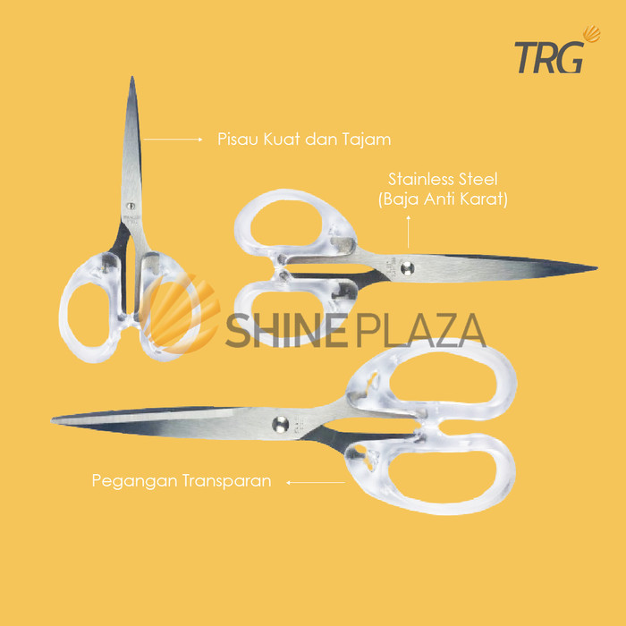 

TRG GUNTING TRANSPARAN STAINLESS SCISSORS PEMOTONG KERTAS KUAT TAJAM SC-001 ~ SC-004 TRG