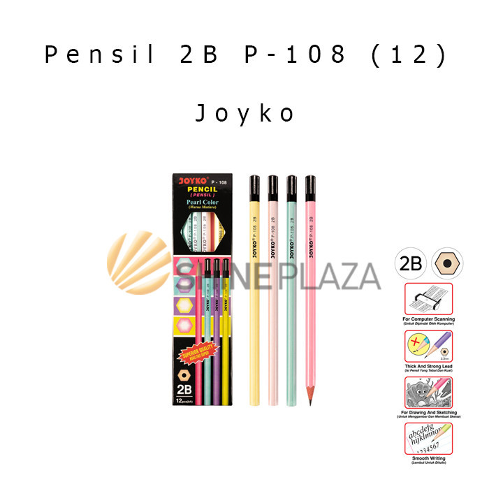 

[PACK] PENSIL KOMPUTER GAMBAR KAYU 2B JOYKO P-108 1 PAK ISI 12 DRAWING PENCIL PEARL COLOR MURAH