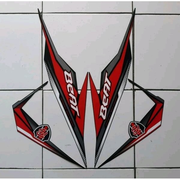 Striping Stiker Motor Honda Beat 2019 Hitam Lis Merah Barang Langka