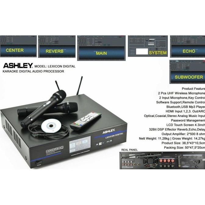 PROCESSOR AMPLIFIER KARAOKE ASHLEY LEXICON DIGITAL + 2 mic pegang
