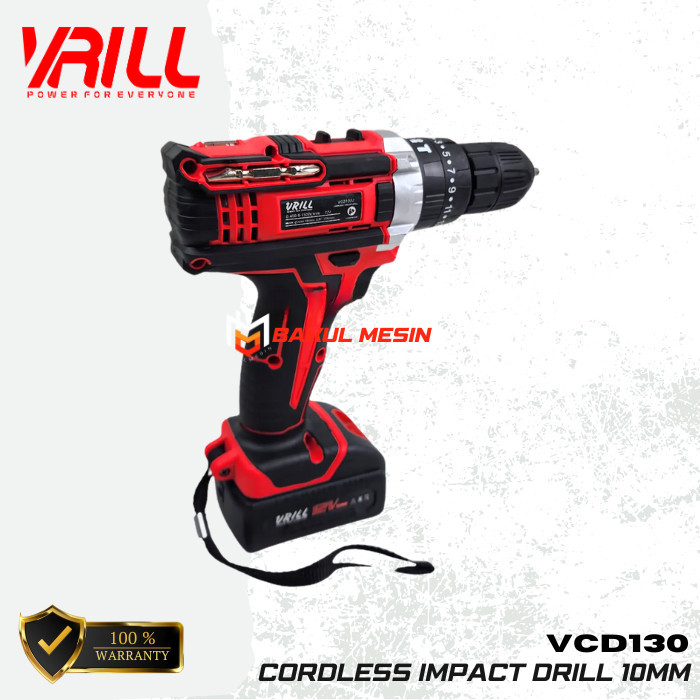 VRILL VCD130 Cordless Impact Drill 10MM Mesin Bor Baterai 12V VCD 130