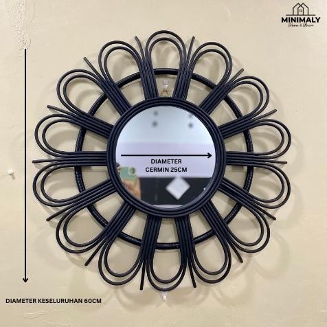 Minimaly Cermin Aesthetic Rotan Cermin Rotan Kaca Dinding Hiasan