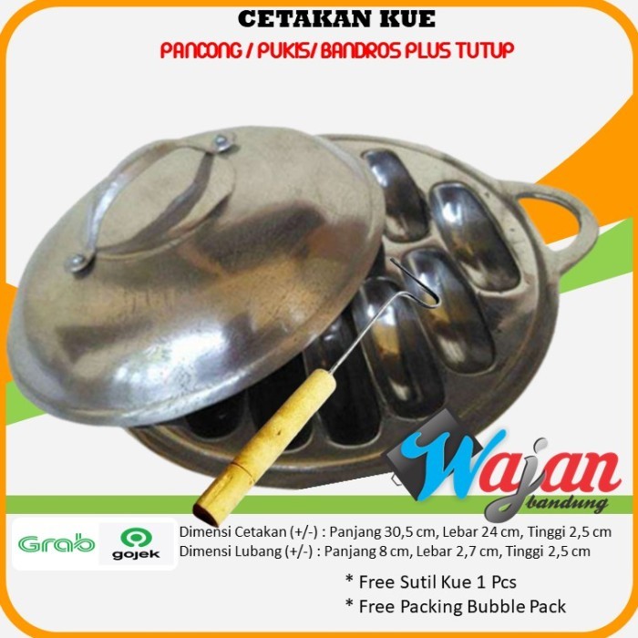 BRG BARU Cetakan Kue Pukis Bandros Pancong 12 LUBANG Bulat Plus TUTUP