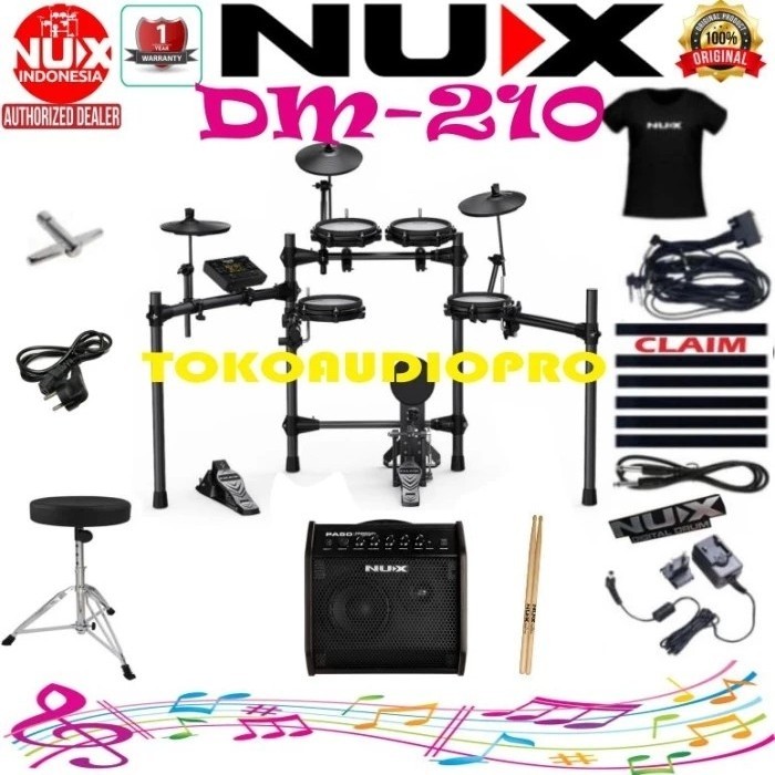 Nux DM210 dm-210 Dm 210 Digital Drum Elektrik Paket