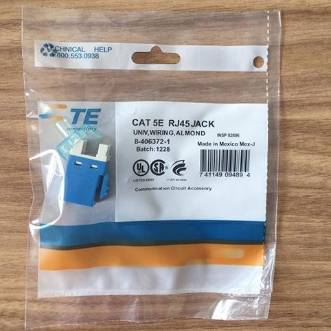 

modular cat5e rj45 amp jack univ, wiring, almond termurah