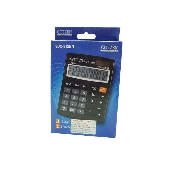 

AS25 ORIGINAL Citizen Calculator SDC-812BN - Kalkulator Meja Kantor Office Hemat