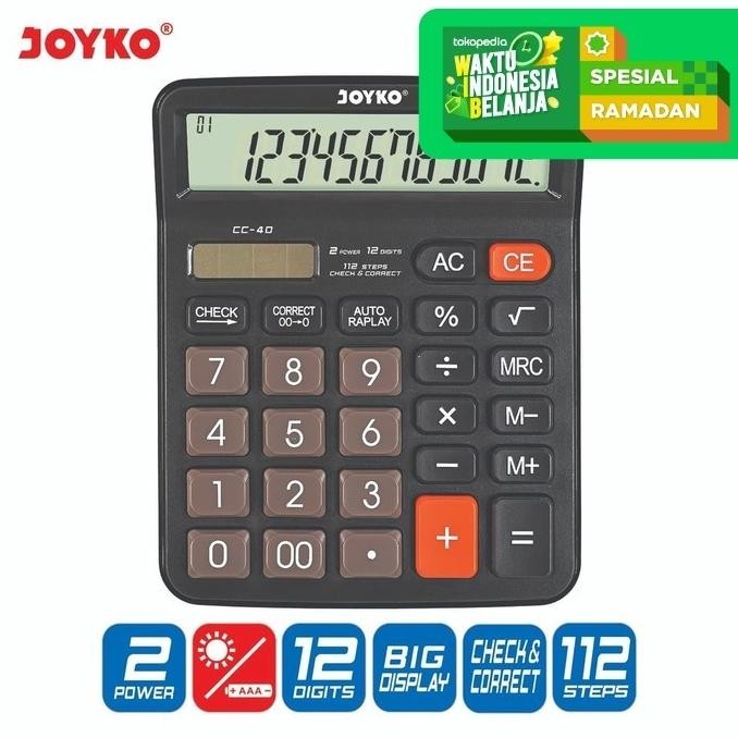 

gd-5 Calculator / Kalkulator Joyko CC-40 / 12 Digits (Check Correct) Termurah