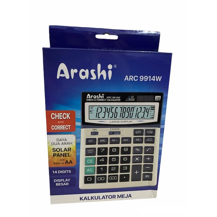 

jg-56 Arashi Kalkulator Calculator ARC 9914W 14 Digit Layar Besar ORIGINAL Terlaris