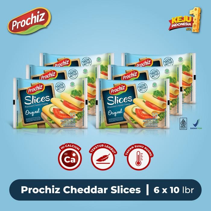 

Keju PROCHIZ Slice Cheddar 10's Paket 6 pcs Kualitas Terbaik