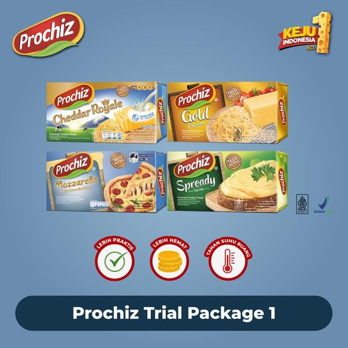 

Keju PROCHIZ Trial Package (Cheddar, Gold, Spready, Mozzarella) Kualitas Terbaik