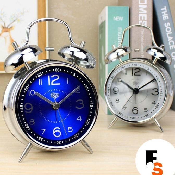 

Jam weker beker alarm kring meja mewah body chrome ukuran besar P19A