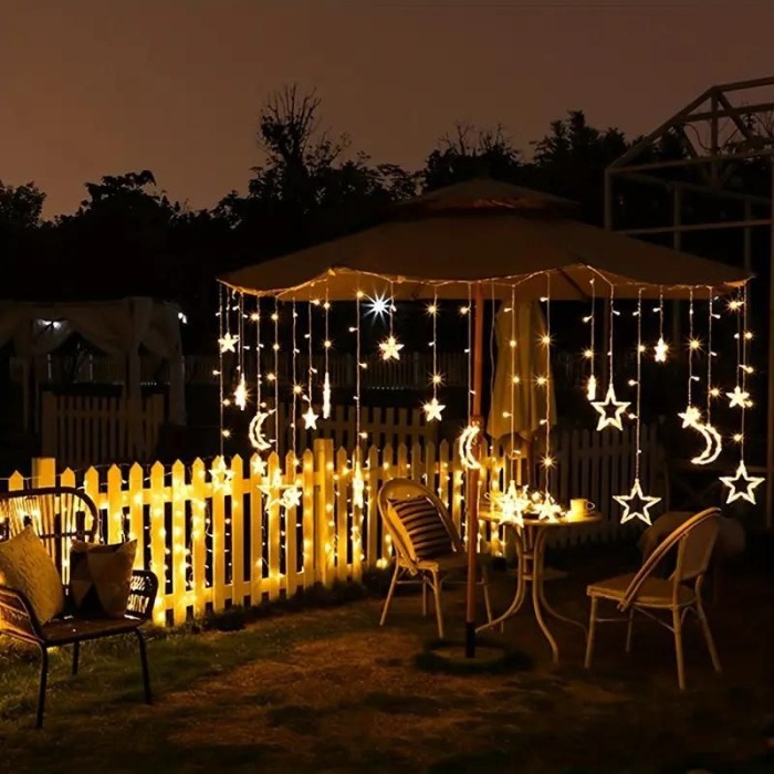 Lampu Hias Kelap-kelip Bintang Bulan Lampu Natal Tirai Led Hias Kamar