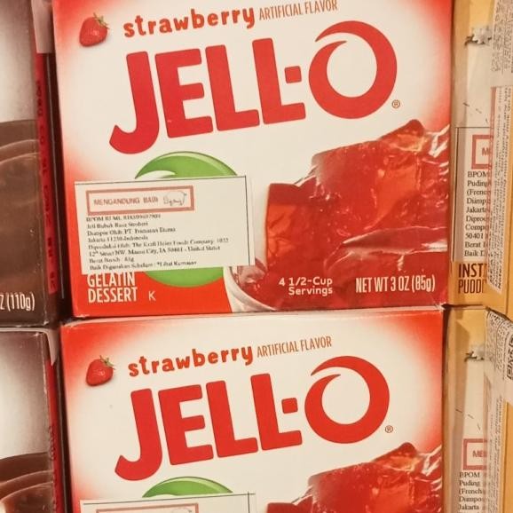 

Jell-O Jelly Gelatin Dessert Strawberry 85 Gr Jeli Rasa Strawberry
