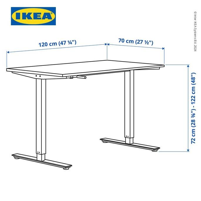 IKEA TROTTEN Meja Kerja / Belajar Adjustable Putih 120x70 cm