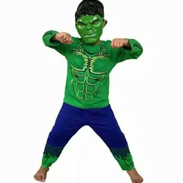 setelan kostum anak hulk lengkap baju dan celana topeng