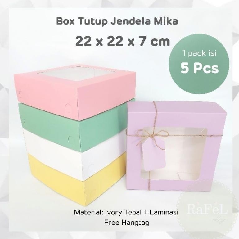 

TERLARIS 5 Pcs Box Kue Dus Cake 22x22x7 Tutup Jendela Mika Box Hampers er-87