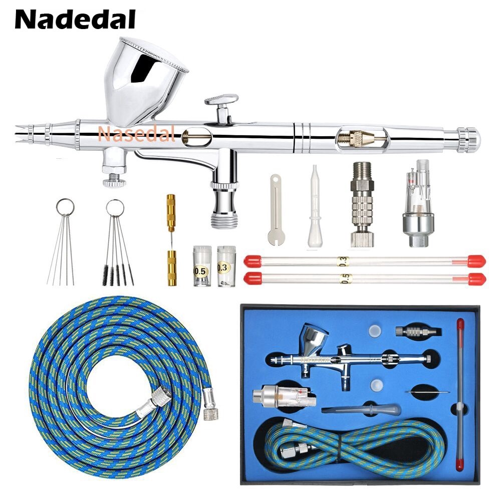 

Nasedal Dual-Action 9cc 0.2Mm Mini Airbrush Cat Spary Gun Penyemprot Seni Kuku Alat Makeup Dekorasi Kue Cat Mode Tato Airbrush |485CD3C7|