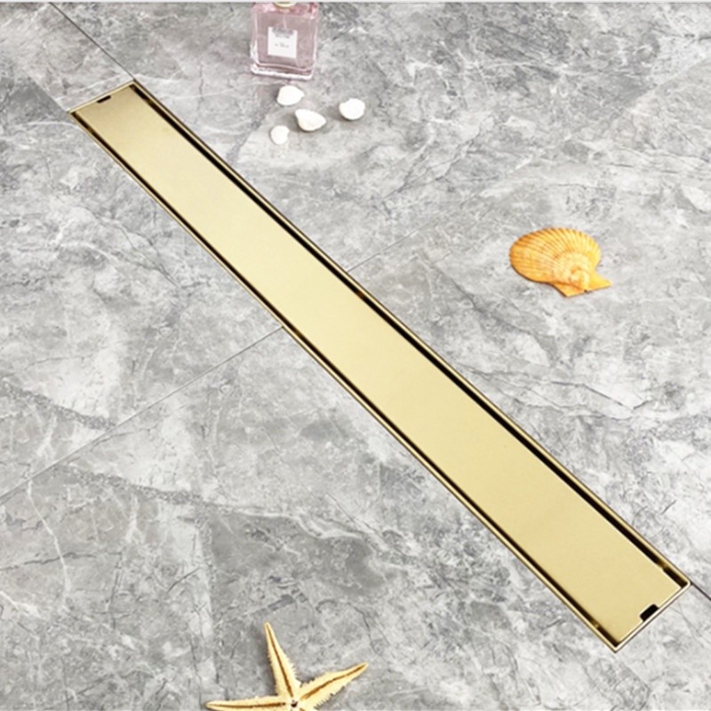 

Biggers big flow stainless steel bathroom floor drain brush gold color 60cm length linear floor drainer water waste |MPIUS2D9|