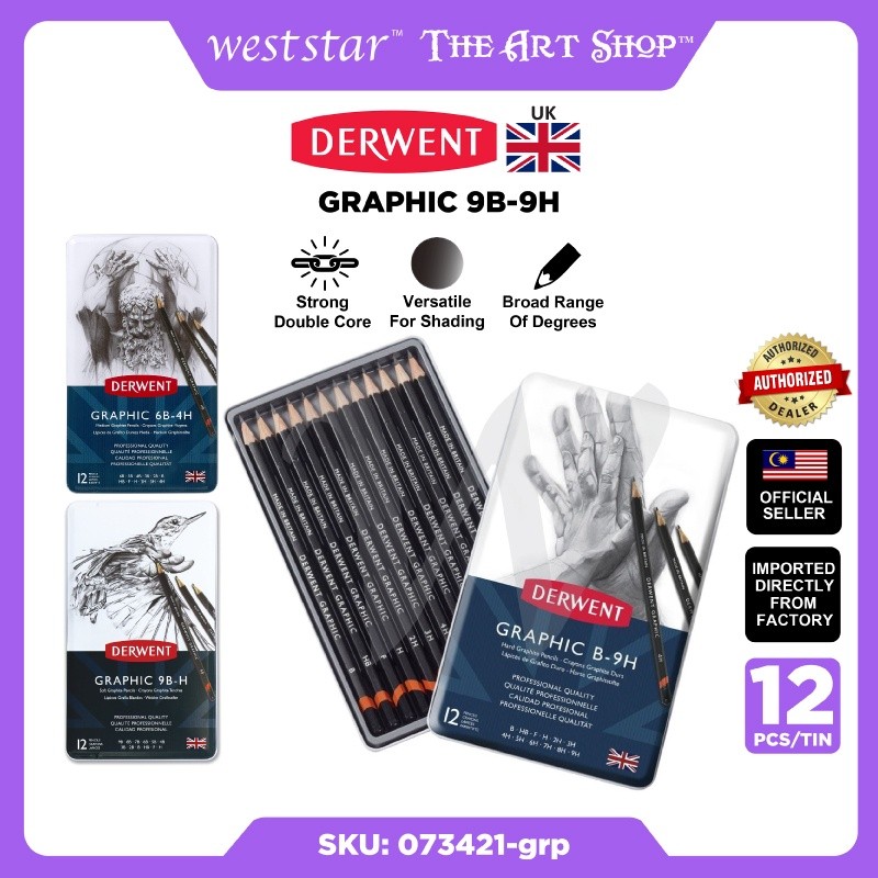 

[Weststar] Pensil Grafis Derwent 12 Buah/Timah Pensil Gambar Grafit Derwent, Pensil Sketsa 9B Hingga 9H Set Pensil Pensel |0FB16BBD|