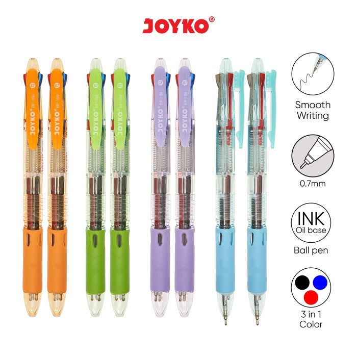 

Ball Pen / Pulpen / Pena Joyko BP-199 / Trico/ 0.7 mm/ 3 Warna/ Colors