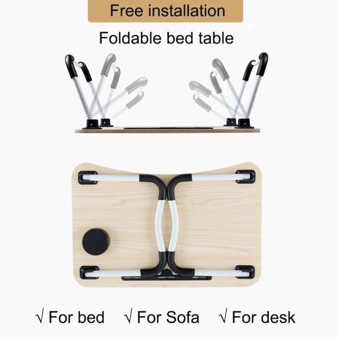 Meja Lipat Laptop 80X40Cm Portable Foldable Besar - Putih Elisaputri05A