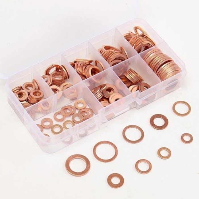 Sheeren - Set Gasket Ring Baut Mur Bolt Nut Flat Plat Ring Seal Tembaga M6-M14