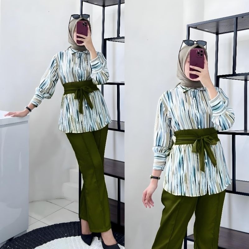 Pakean Stelan Perempuan Dewasa Baju Terbaru 2024 Satu Set Baju Wanita Satu Stel Ootd Bju Wsnita Bju 