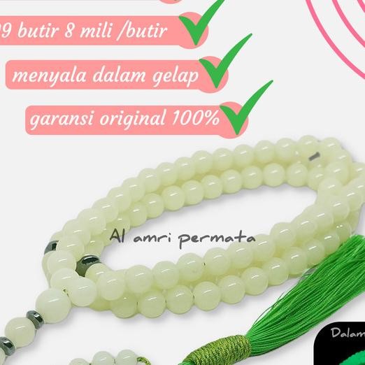 Tasbih Batu Fosfor 99 Butir Menyala Dalam Gelap