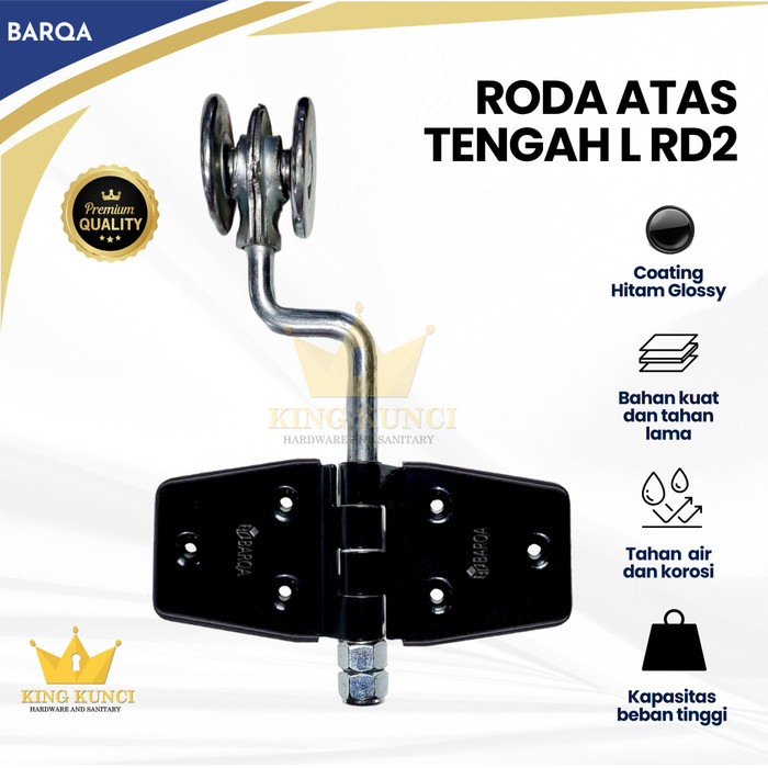 Roda atas tengah L roda 2 hitam pintu garasi sliding kayu alumnium BARQA komponen pintu garasi slidi