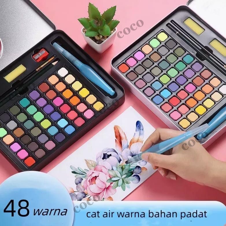 

sd-67 CODcat air watercolor set - 36/48 warna water color alat cat air lukis set (termasuk kuas dan kertas gambar) Murah