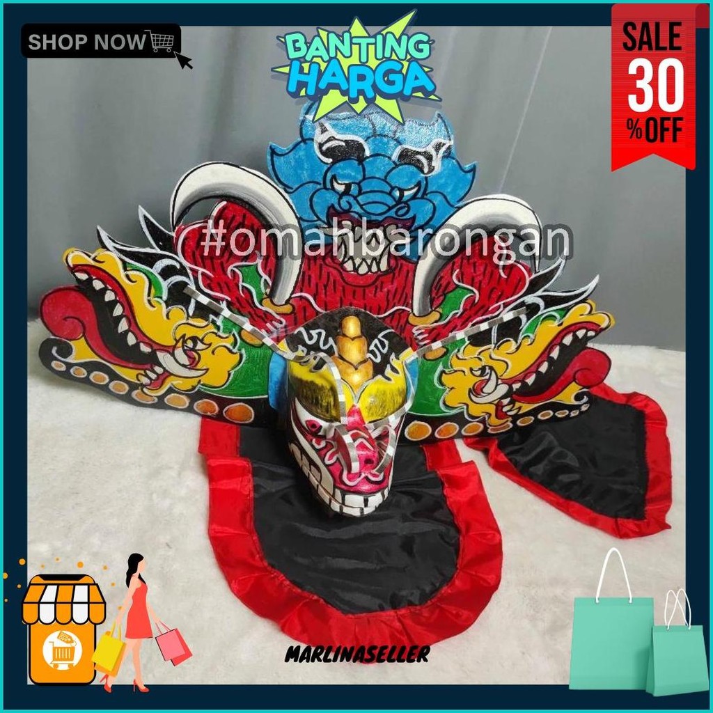 Barongan Spons Jumbo Motif Naga Pedang Pegangan Kayu Sengon Yang Ringan Murah