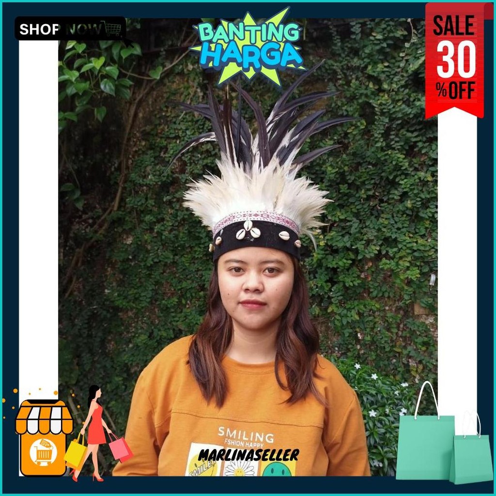 Hiasan Kepala Topi Adat Papua Kerang Cod