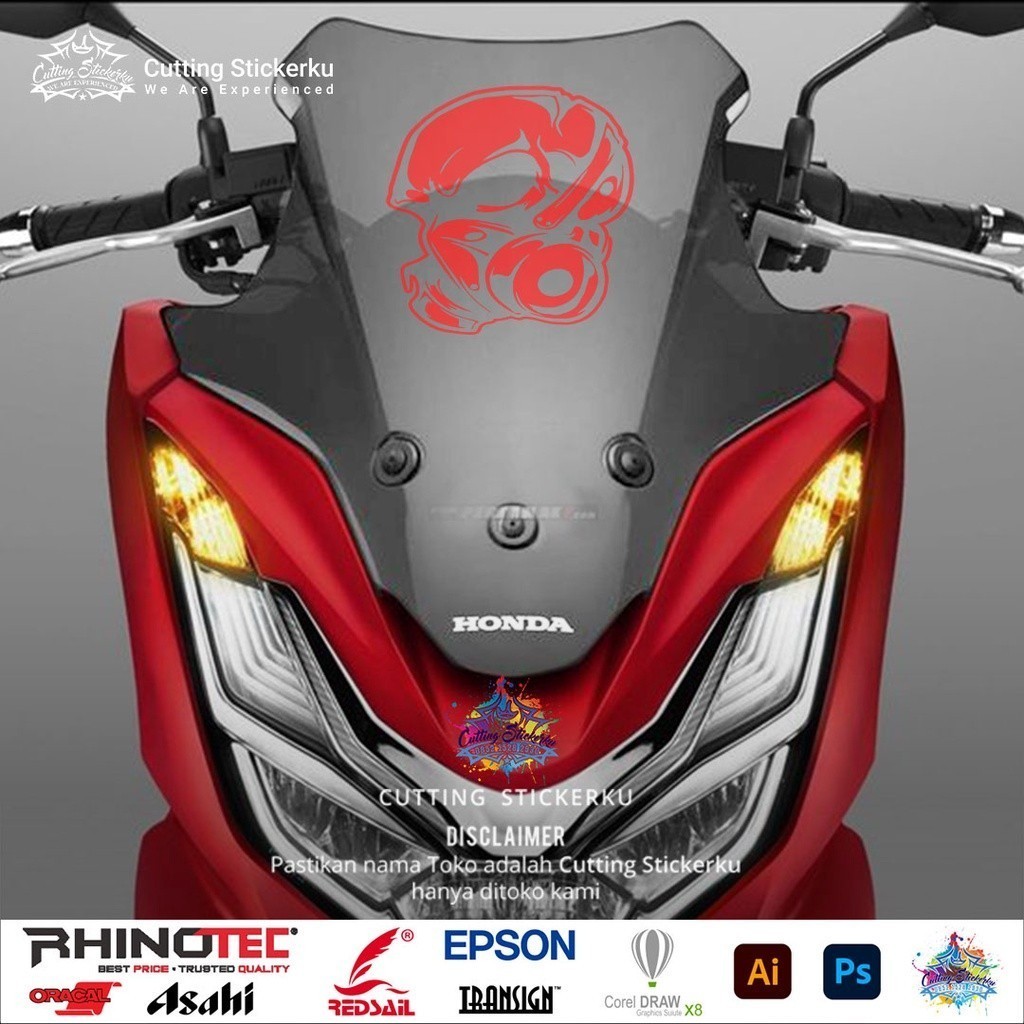 Cutting Stiker Poison Mask Skull Variasi Motor Mobil Sticker One Piece Timbul Keren Nyala Dasbor Spa