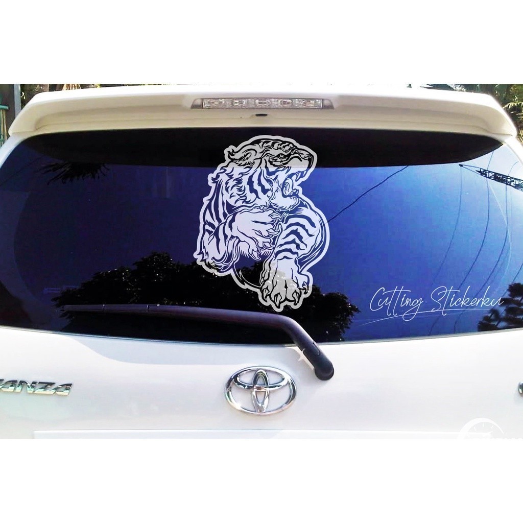 Cutting Stiker Angry Tiger Variasi Motor Mobil Sticker Macan Hitam Kumbang Siliwangi Harimau Timbul 