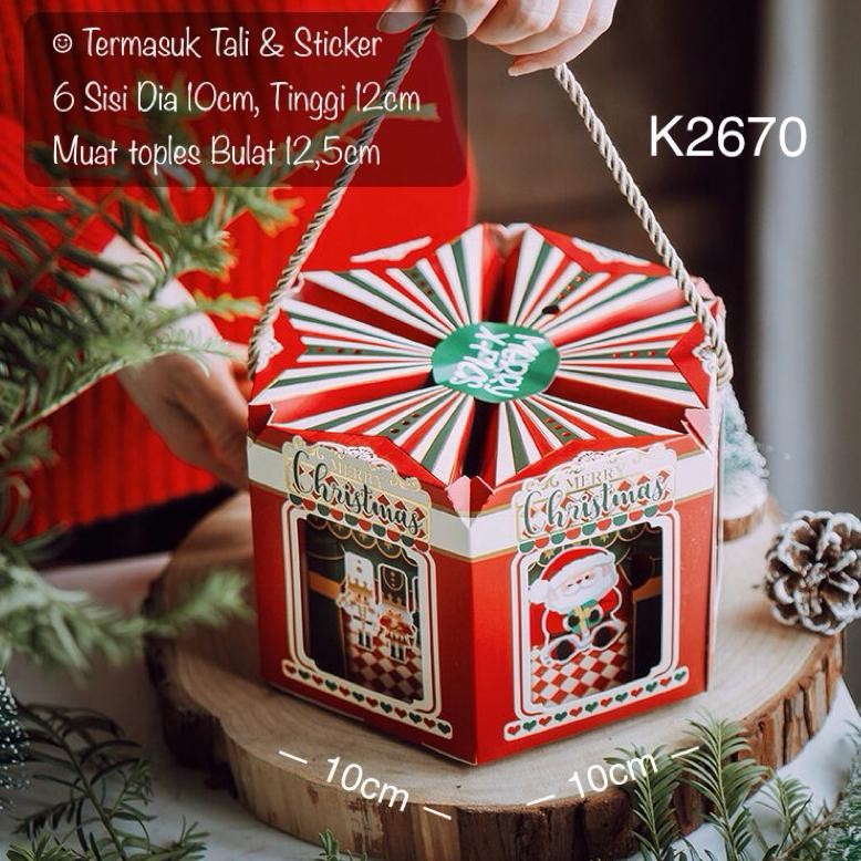 

COD (5pcs) Kotak Natal 3d Premium K2670 dus Cookies Nastar Cute Carousel Christmas Box K26 edf-62