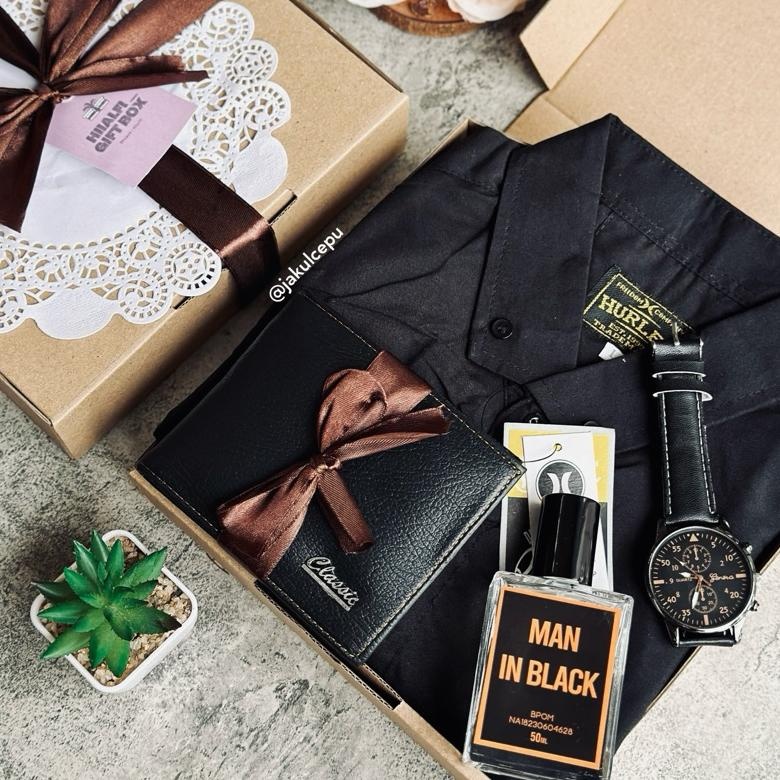 PROMO Paket Salman Hampers Kaos Kemeja cowok parfum cowok jam tangan dompet  kado ulang tahun  by hi