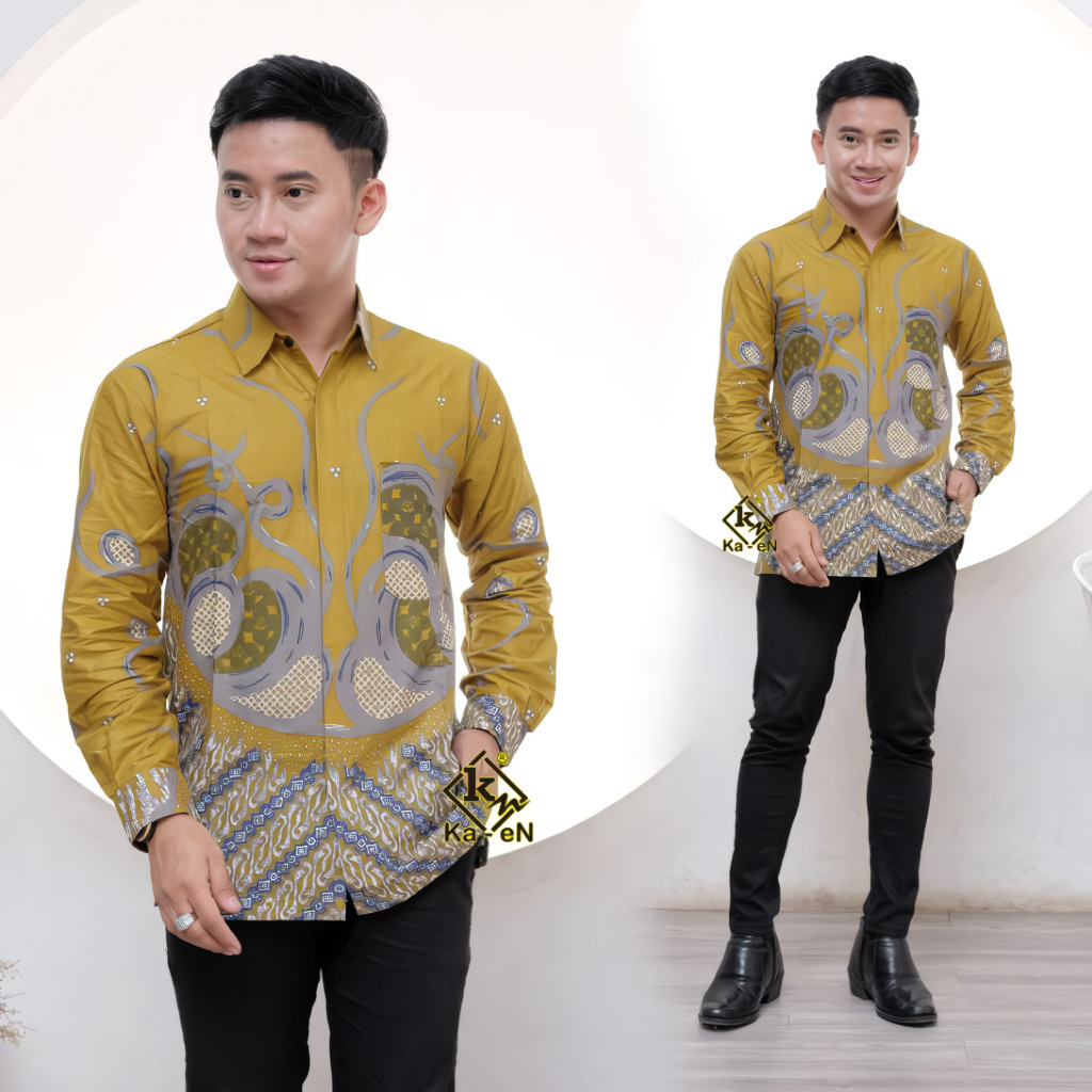 Sragam Sinoman Kemeja Batik Pria Modern Lengan Kemejq Formal Bahan Adem Kekinian Kwmeja Kemeka Prua 