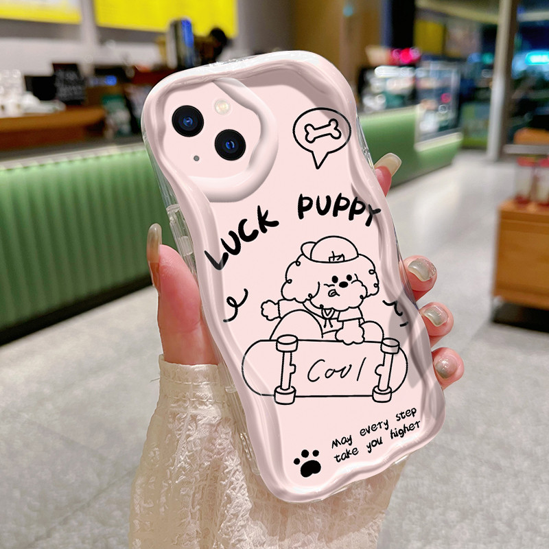 Casing Hp Untuk iPhone 15 Pro Max 15 Plus Case HP anak anjing bermain casing ponsel Softcase skatebo