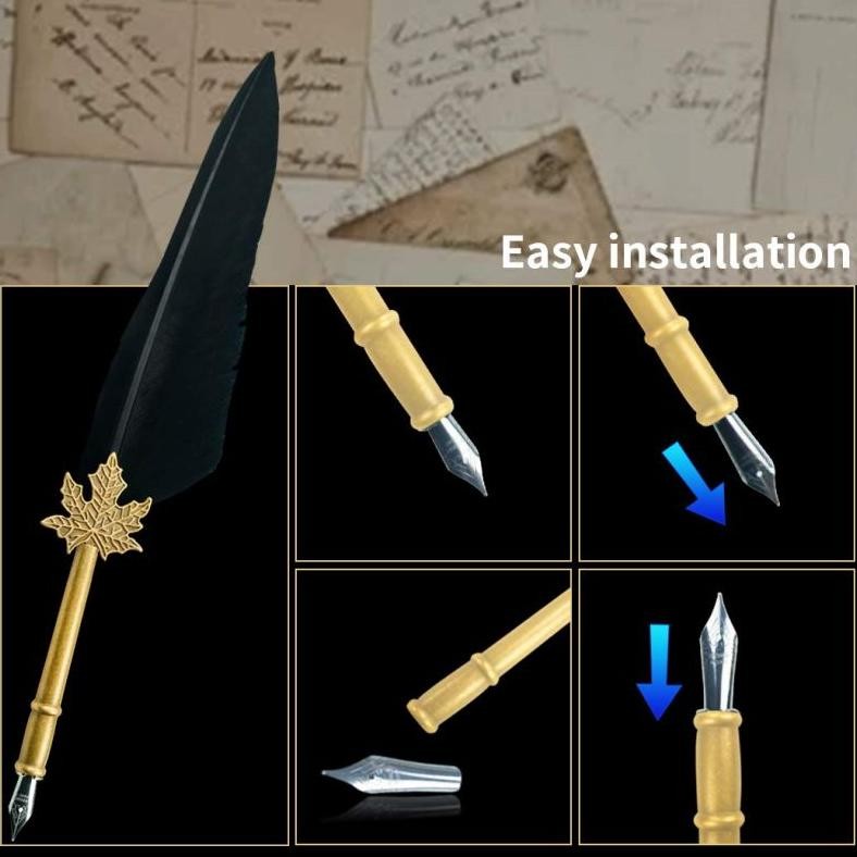 

EVY-510 Pulpen Bulu Set Lengkap Harry Potter Feather Quill Dip Pen Bulu Alat Kaligrafi Set Retro Calligraphy Feather Dip Pen Murah