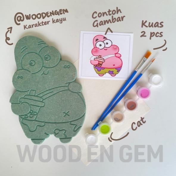 

gq-68 DIY Wood Character Painting Kit Mewarnai Melukis Kayu Karakter Mainan Edukatif Anak Hampers Souvenir Spongebob | Woodengem Premium