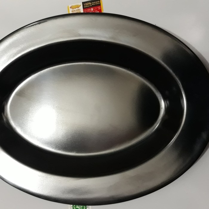] Piring Oval Unica 12" Piring Hitam Melamin Piring Sayur Saji Resto 812