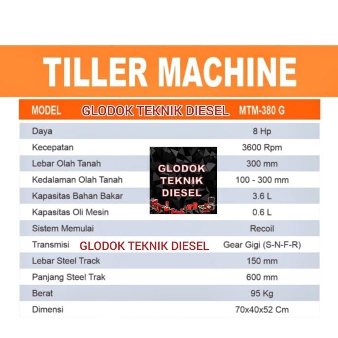 Mesin Traktor Dangir Jagung Matsumoto Mtm-380G Tiller Bajak Mtm 380 G