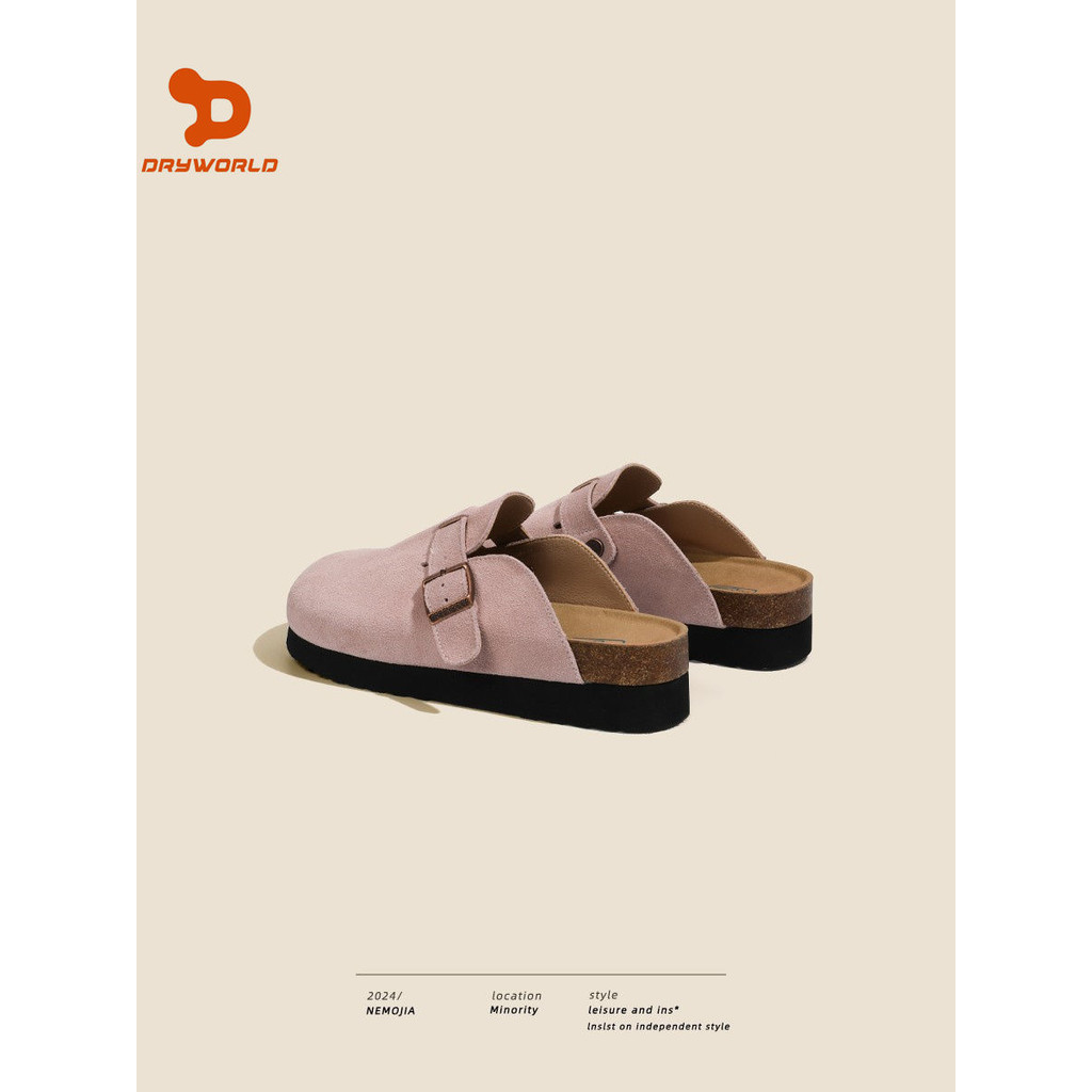 Wanita Birkenstock Pink2024Sepatu Birkenstock Sol Gabus Sandal Setengah Jari Bawah Tebal Baru Musim 