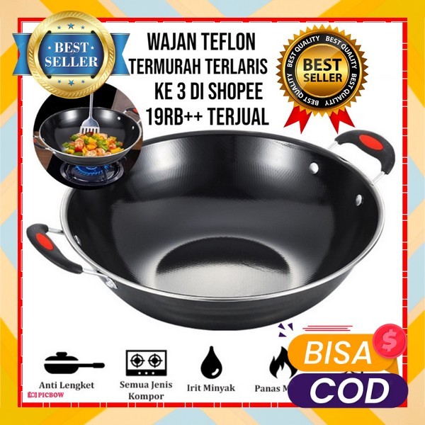 Teflon Panci Penggorengan 22 Cm // Wajan Penggorengan Anti Lengket Wok Pan // Teflon Praktis Bobi - 