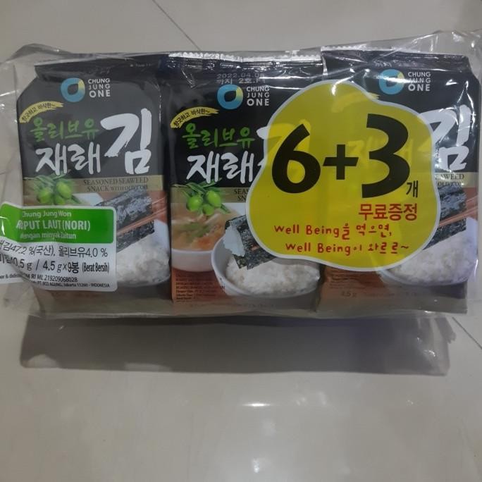 

6+3 rumput laut (nori seaweed) olive oil korea CHUNG JUNG ONE es77