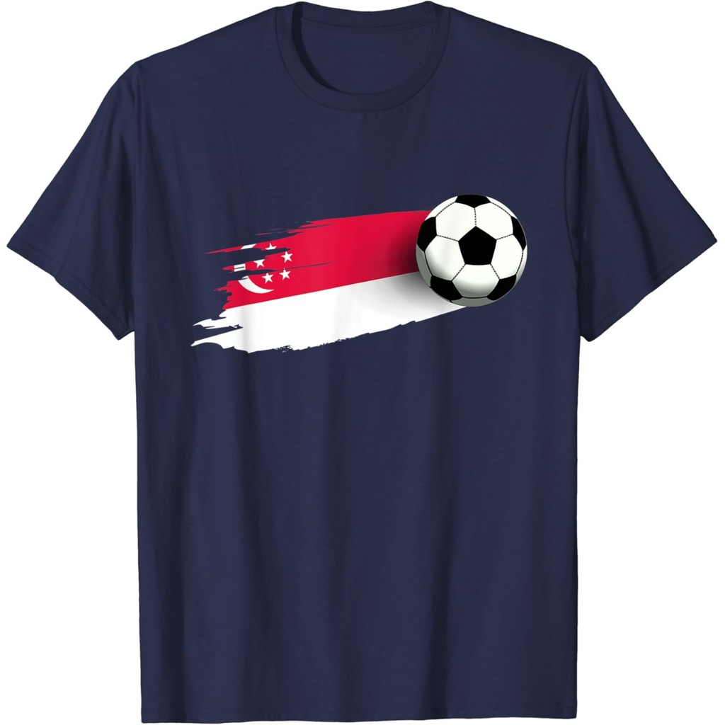 Kaos katun pria hitam Jersey Bendera Singapura Tim Sepak Bola Singapura Kaos Singapura Kaos putih Pe