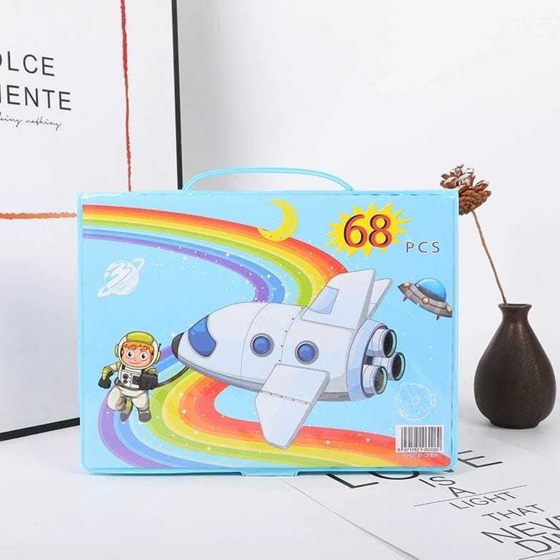 

er-87 set alat gambar crayon set 68 pcs pensil warna cat air anak Viral